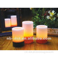 wax flat edge LED pillar candle with marble finish